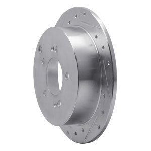Hyundai Santa Fe Brake Rotor (1) - Rear Left - R1 Concepts - Drilled & Slotted - Silver - `01-`16